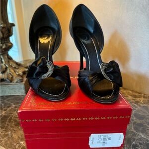 Rene Caovilla - Blk Crepe Satin - Size 38